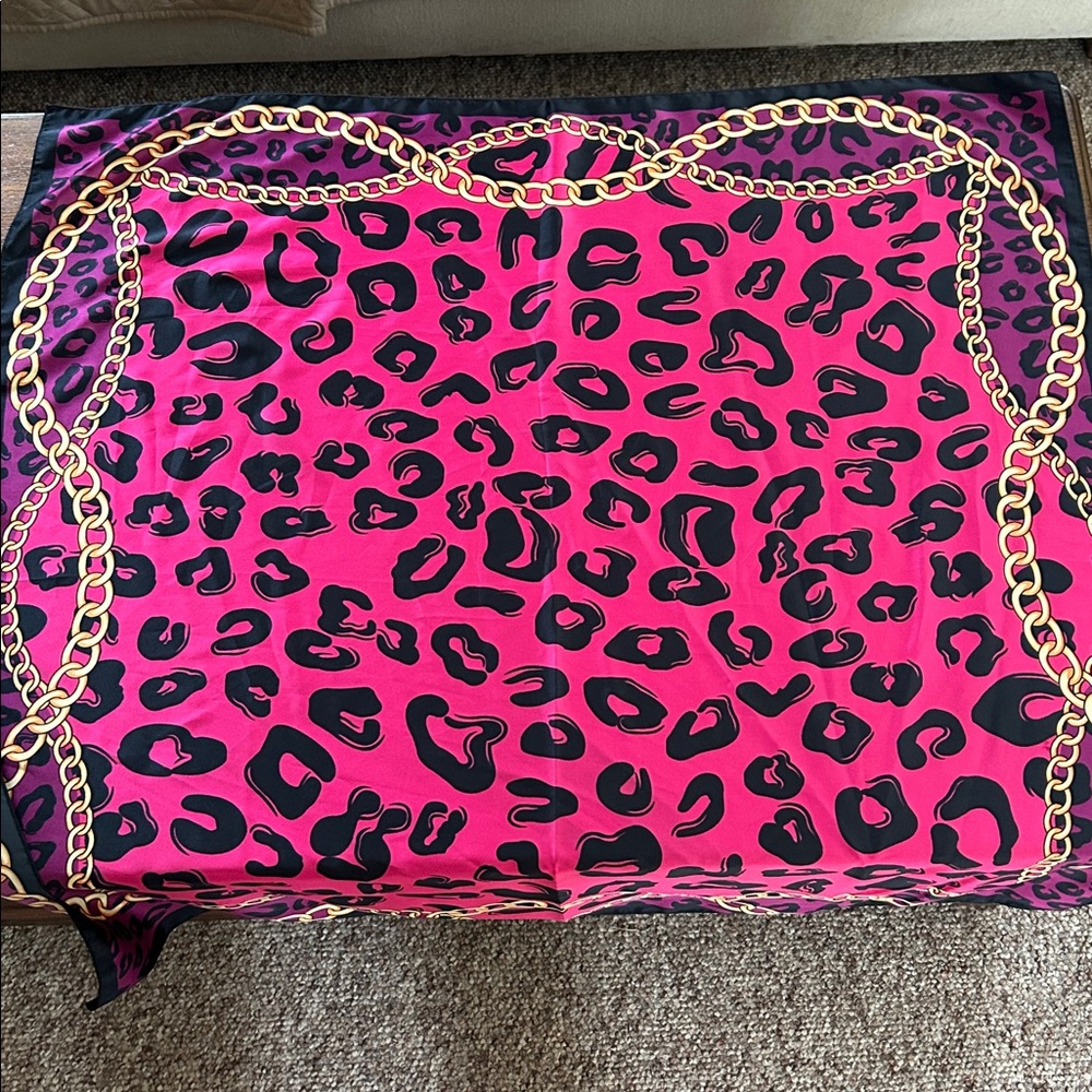 H&M Pink and Black Leopard Print Scarf